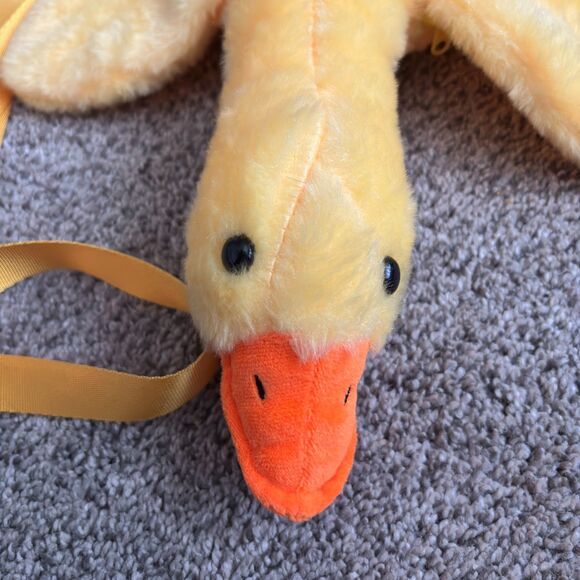 Super Soft 19" Plush Yellow Pet Duck Crossbody Purse Lays Across Chest - Picture 4 of 6